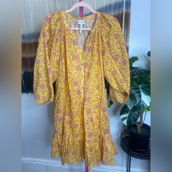 NWT APIECE APARTMINI MITTE DRESS - SUNFADED FLORALYELLOW - Picture 4 of 9